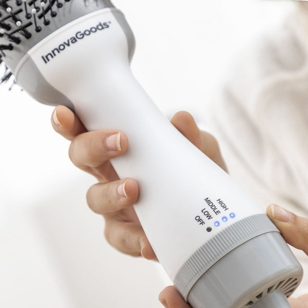Secador tipo Escova e Volumizador Iónico Volumio InnovaGoods Branco Cinzento 1000 W